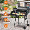 Outdoor BBQ grill with heavy-duty steel construction, side shelf for tools, perfect for patio cooking.
