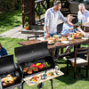 Outdoor BBQ grill with heavy-duty steel construction, side shelf for tools, perfect for patio cooking and gatherings.