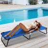 Portable folding camping cot with breathable 600D Oxford cloth, ideal for outdoor activities and travel by the pool.