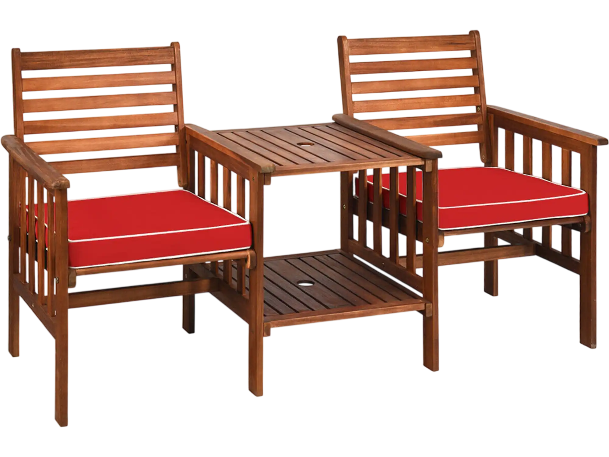 Costway 3-Pc Outdoor Patio Conversation Set Acacia Wood Loveseat Table Chairs 18590634 New