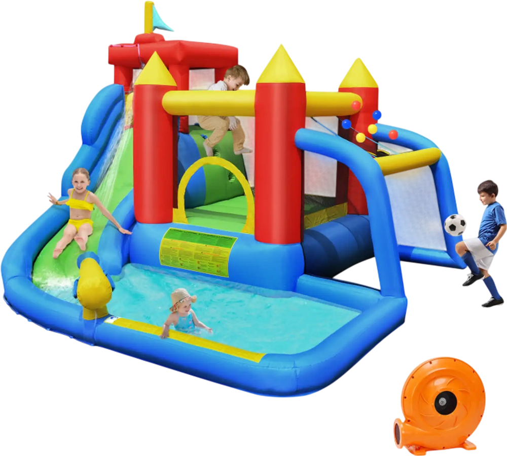 Inflatable Bounce House Splash Pool with Water Climb Slide Blower included