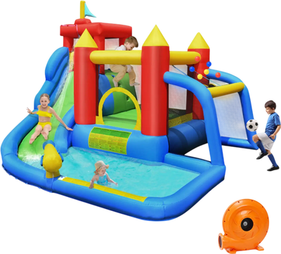Costway Inflatable Bounce House Splash Pool Water Climb Slide w/ Blower 04358162 New