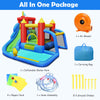 Inflatable bounce house splash pool with water slide, made of puncture-resistant Oxford, ideal for kids aged 3-10.