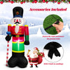 Inflatable 8 feet nutcracker soldier with 2 LED lights, made of weather-resistant polyester, perfect for Christmas yard.