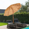 Thatched Tiki beach umbrella with adjustable tilt, 6.5 feet, portable design for outdoor relaxation by the pool.