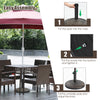 Patio resin umbrella base with wicker style, 22 lbs, adjustable knob, ideal for outdoor use in garden or poolside.