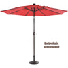 Patio resin umbrella base with wicker style, heavy-duty design for stability, suitable for outdoor use in gardens or.