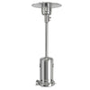 Stainless steel garden propane standing heater with wheels, designed for outdoor patios and decks, offering warmth and.