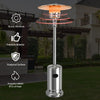 Stainless steel garden propane patio heater with wheels, 48000 BTU, ideal for warming outdoor spaces quickly.