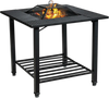31 Inch Outdoor Fire Pit Dining Table with Cooking BBQ Grate