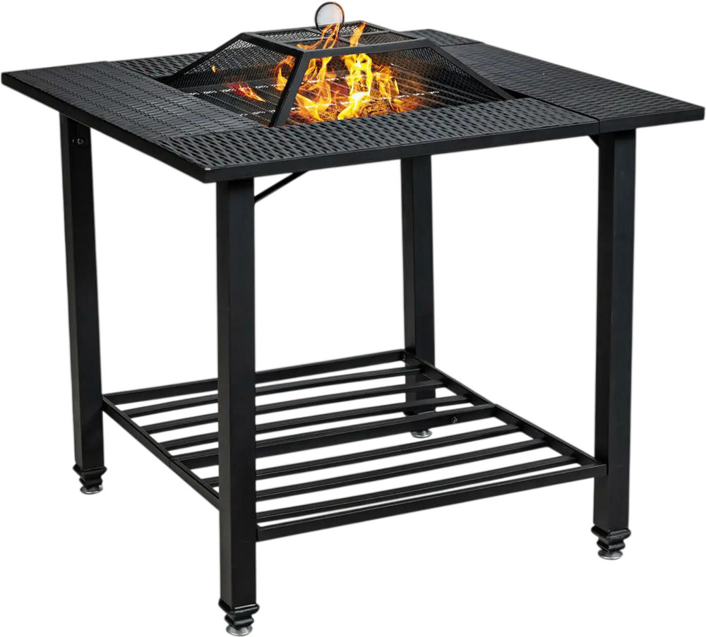 31 Inch Outdoor Fire Pit Dining Table with Cooking BBQ Grate