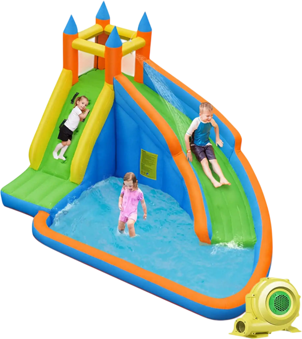 Kids Inflatable Water Slide Bouncing House with Carrying Bag and 480W Blower