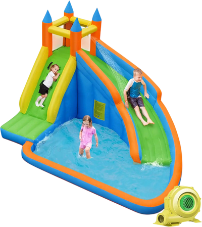 Costway Kids Inflatable Water Slide Bounce House w/ 480W Blower Carry Bag 92061758 New