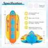 3-person inflatable banana boat with EVA-padded seats, designed for safety and quick storage, ideal for water sports.