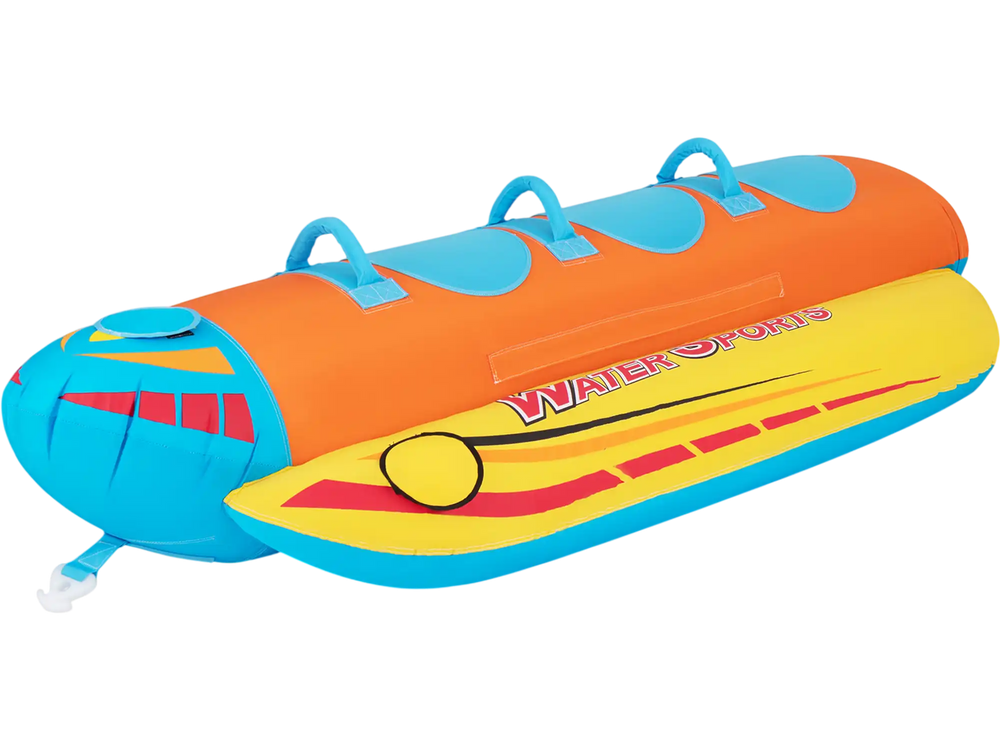 3-Person Inflatable Banana Boat with 3 EVA-padded Seats and Handles