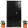 Square orange planter boxes with drainage gaps, perfect for flowers and vegetables, enhancing your front porch garden.
