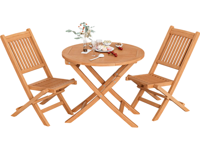 Costway 3-Piece Outdoor Folding Bistro Set Slatted Seat Tabletop 97465213 New
