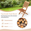 Folding outdoor bistro chair made of premium teak wood, featuring a slatted seat for backyard or poolside use.