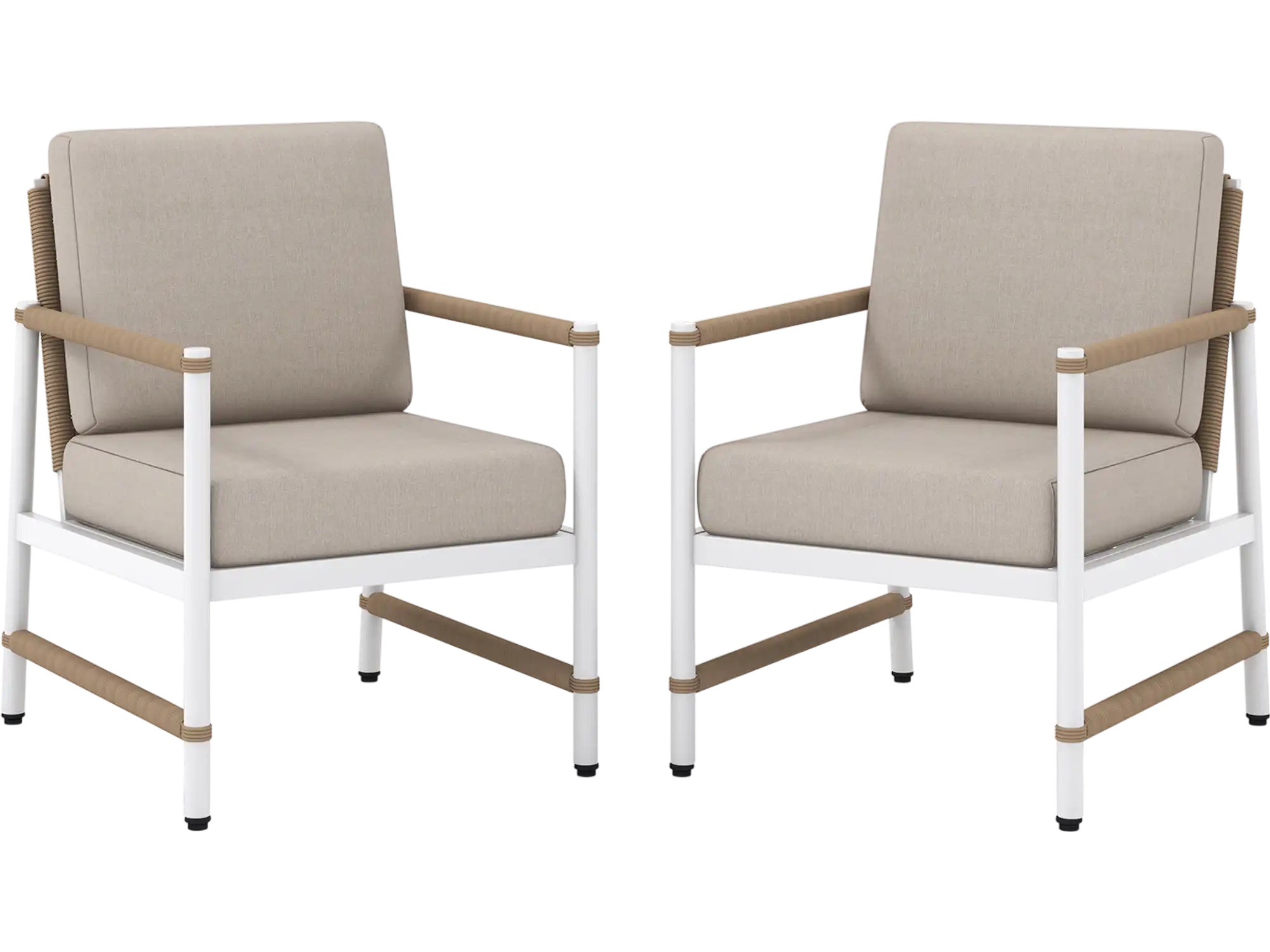 Costway 2-Pack Patio Aluminum Sofa Chairs Wicker Backrest Armrests 738521496 New