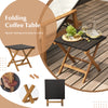 Folding coffee table with a PE rattan top and acacia wood frame, perfect for outdoor relaxation and easy storage.
