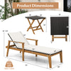 Outdoor chaise lounge chair with adjustable backrest, made of PE rattan and acacia wood, ideal for poolside relaxation.
