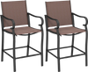Set of 2 outdoor counter height bar stools with breathable mesh fabric and sturdy metal construction for patios and.