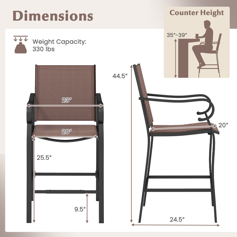 Counter height bar stool set of 2 with breathable mesh fabric, sturdy metal frame, and 330 lbs weight capacity for.