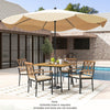 Outdoor dining table and chairs set with cushions, featuring a 1.9-inch umbrella hole, perfect for patio or garden use.