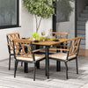 Outdoor dining table set with acacia wood, soft cushions, and 1.9" umbrella hole, perfect for patio or garden use.