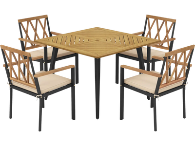 Costway 5-Piece Outdoor Patio Dining Table & Chairs Set w/ Cushions 1.9