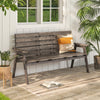 Outdoor Fir Wood Bench with Foldable Middle Table-Gray - Gallery View 1 of 10