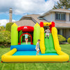 Outdoor inflatable bounce house with slide and bright colors, suitable for gardens and parks, made of durable Oxford.