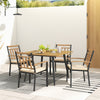 Close-up view of a cushioned chair from the 5-piece patio dining set, featuring durable acacia wood for outdoor comfort.