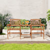 Outdoor patio wood 2-seat conversation set with coffee table, featuring comfy backrests and umbrella hole for backyard.