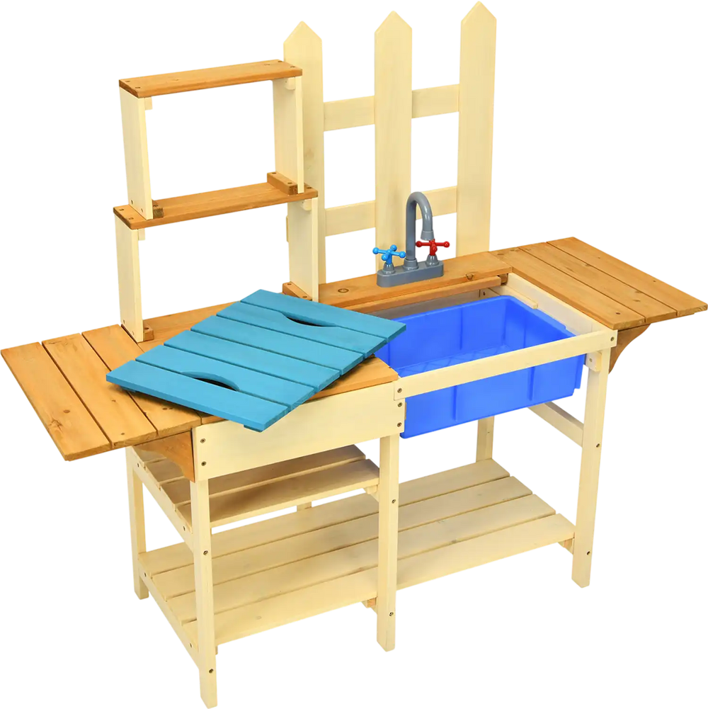 Kid's Outdoor Wooden Pretend Cook Kitchen Playset Toy 