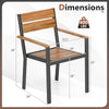 Acacia wood and metal patio dining chair with ergonomic design, dimensions 22.5" x 24" x 34", ideal for backyard use.
