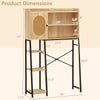 Product dimensions chart for the Over The Toilet Storage Cabinet with PE rattan door and adjustable shelves in natural.