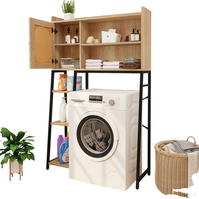 Costway Over Toilet Storage Cabinet PE Rattan Door Open Shelves 571439862 New