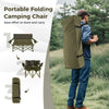 Oversized green camping loveseat with cup holders, thick padding, and quick folding design for easy portability.