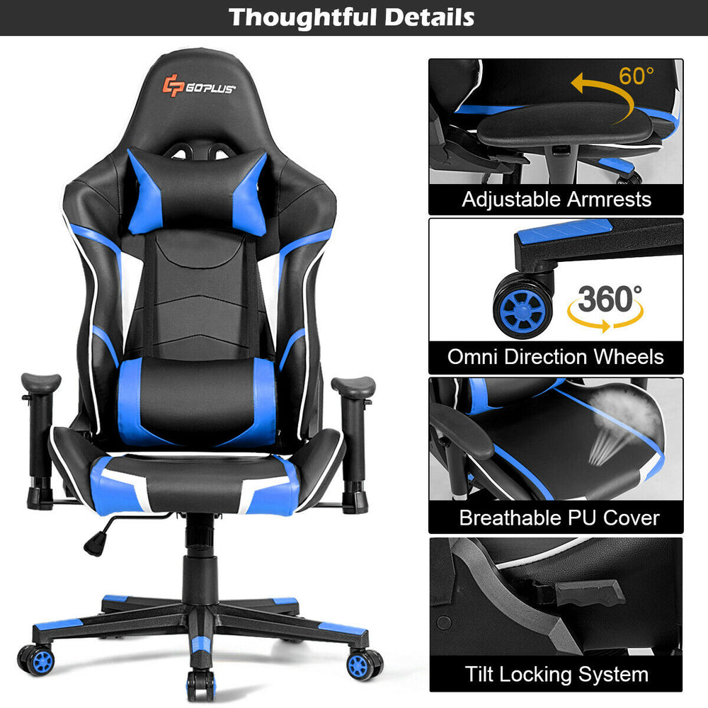 Lumbar Support  Massage Gaming Reclining Racing Chair - Gallery View 10 of 12