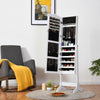 4-Angle Tilting Mirrored Lockable Jewelry Cabinet with Large Storage Capacity-White - Gallery View 1 of 12