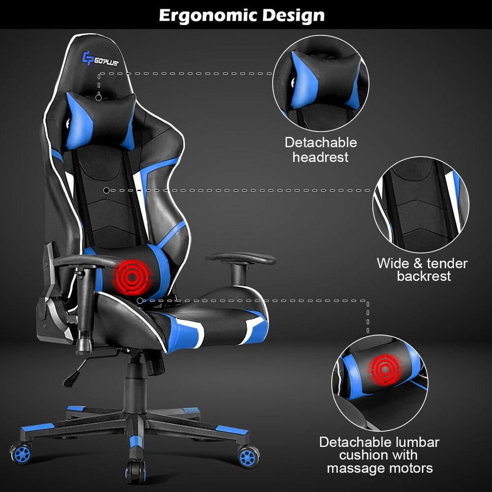 Lumbar Support  Massage Gaming Reclining Racing Chair - Gallery View 7 of 12