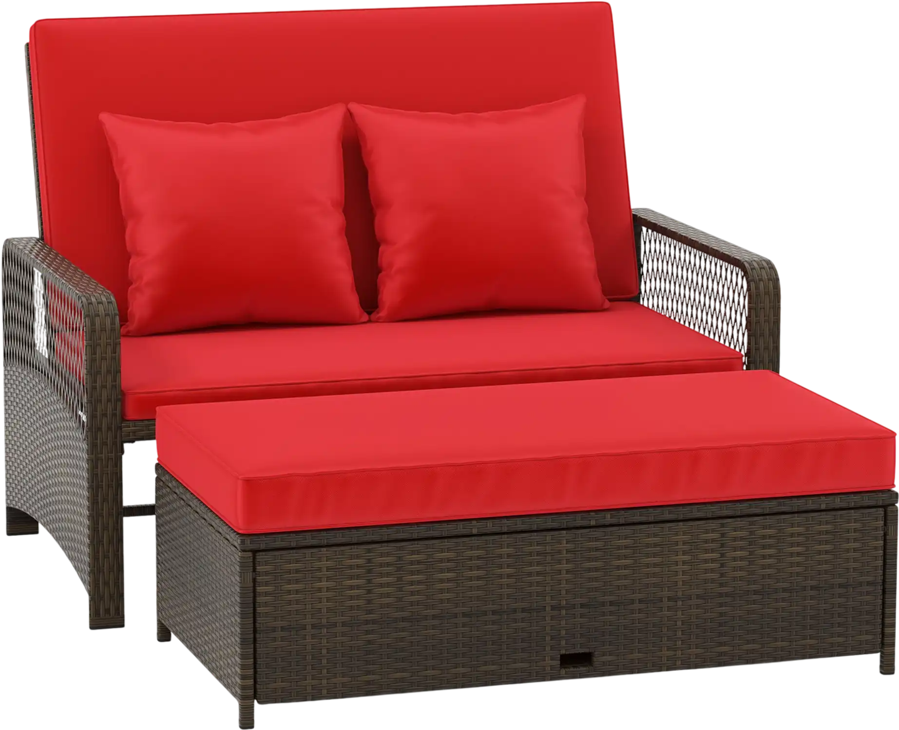 Costway Patio Adjustable Wicker Daybed 4-Level Backrest Soft Cushions 73942561 New