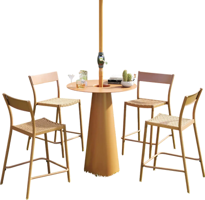 Costway Patio Barstools Set of 4 Rattan Seat Metal Backrest 962458317 New