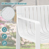 White patio chair showcasing slatted design, made of weather-resistant PP material for outdoor comfort and quick drying.
