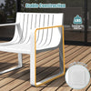 Curved backrest patio chair showcasing stable construction and anti-slip foot pads, perfect for outdoor relaxation.