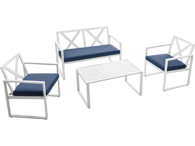 Costway 4-Pc Outdoor Patio Conversation Set Steel Frame 12683954 New