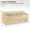 Patio furniture cover measuring 77 x 43 x 30 inches with padded handle and click-close straps for outdoor protection.