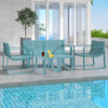 Curved backrest 2-person bench in blue, made of weather-resistant PP, perfect for patio or poolside relaxation.