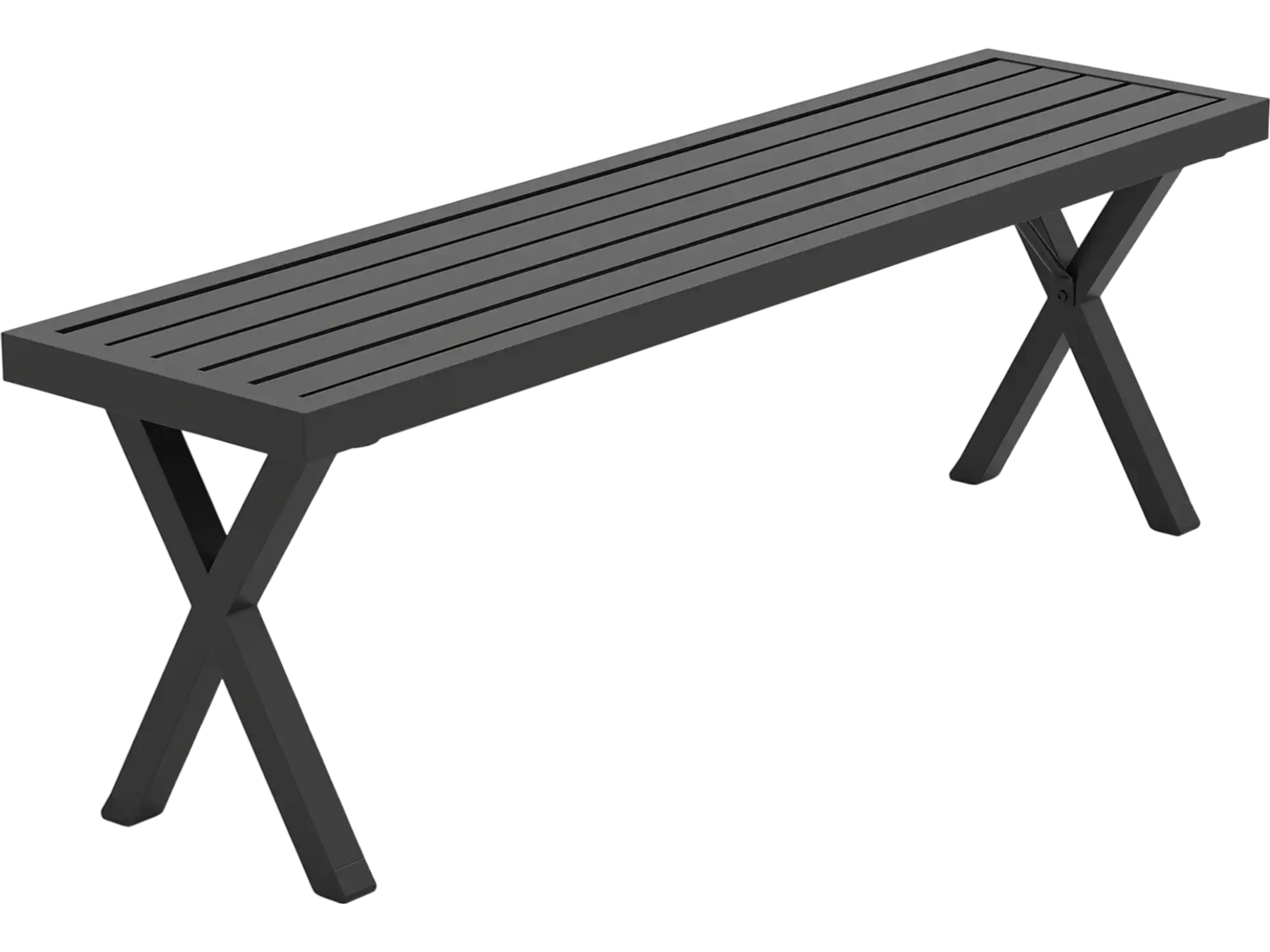 Costway Patio Metal Bench Slatted Seat X Legs 847932651 New